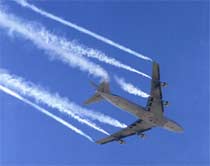 Polluting aircraft contrails. Image: NASA