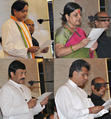 Shashi Tharoor, Deepa Dasmunsi, Chiranjeevi and Manish Tewari.
