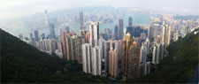Hong Kong Island, looking north over Central district, the harbour and Kowloon