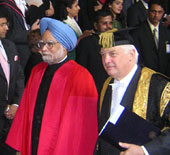 Lord Chris Patten, chancellor of the University of Oxford, Manmohan Singh